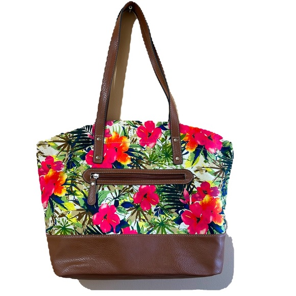 NWOT CROFT &BARROW FLORAL TOTE BAG TROPICAL - Picture 1 of 9